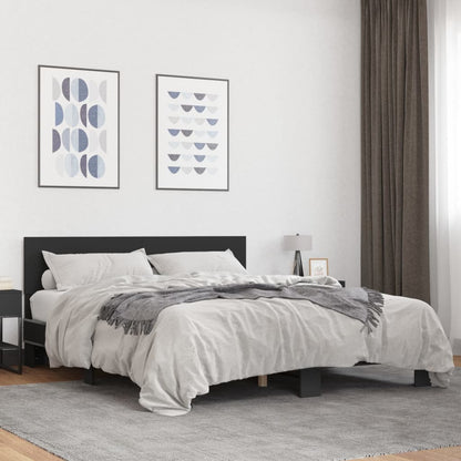 Bed Frame Black 160X200 Cm Engineered Wood And Metal