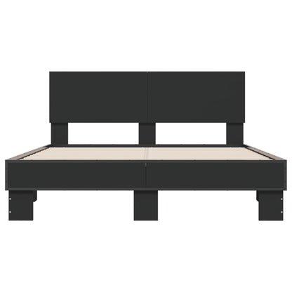 Bed Frame Black 140X200 Cm Engineered Wood And Metal