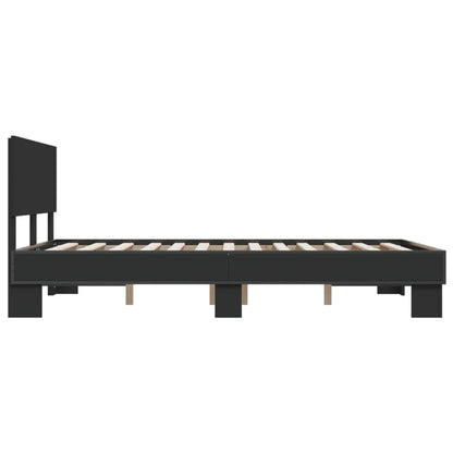 Bed Frame Black 140X200 Cm Engineered Wood And Metal