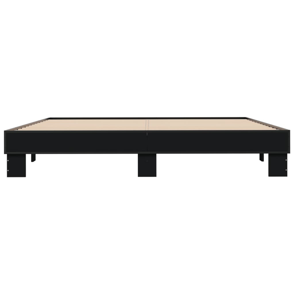 Bed Frame Black 200X200 Cm Engineered Wood And Metal