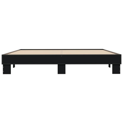 Bed Frame Black 200X200 Cm Engineered Wood And Metal