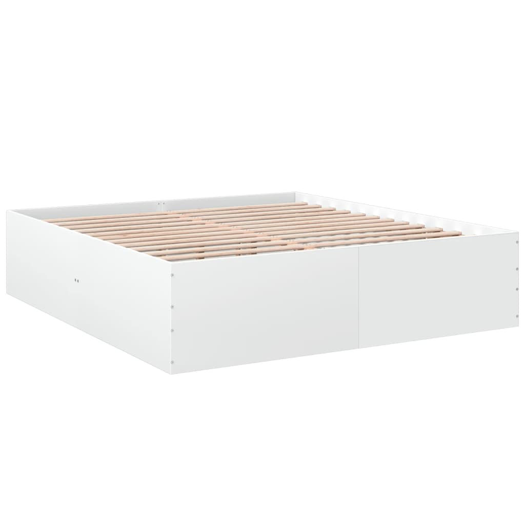 Bed Frame White 180X200 Cm Super King Engineered Wood