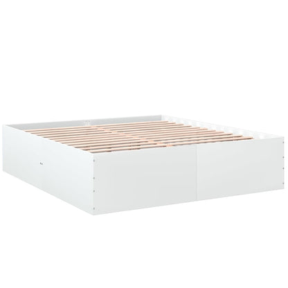 Bed Frame White 180X200 Cm Super King Engineered Wood