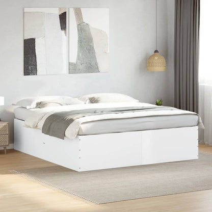 Bed Frame White 180X200 Cm Super King Engineered Wood