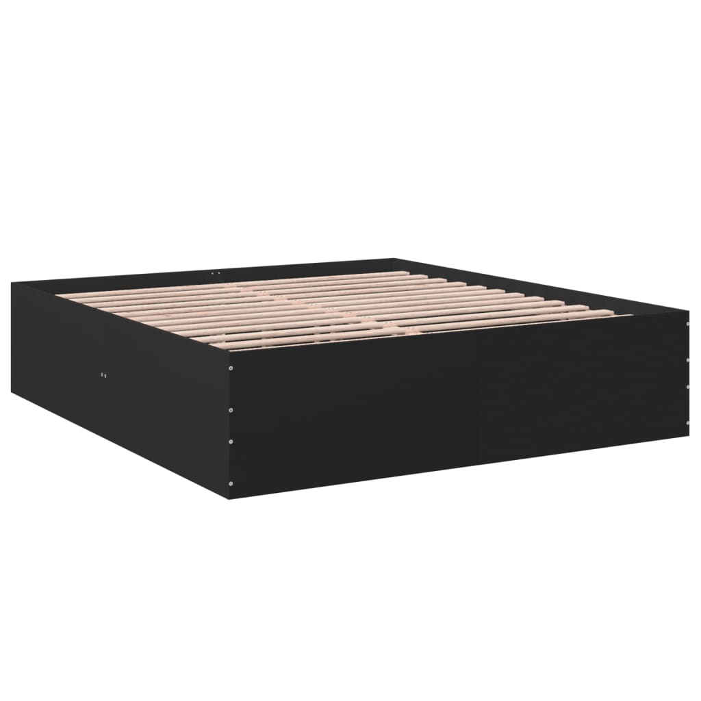 Bed Frame Black 180X200 Cm Super King Engineered Wood