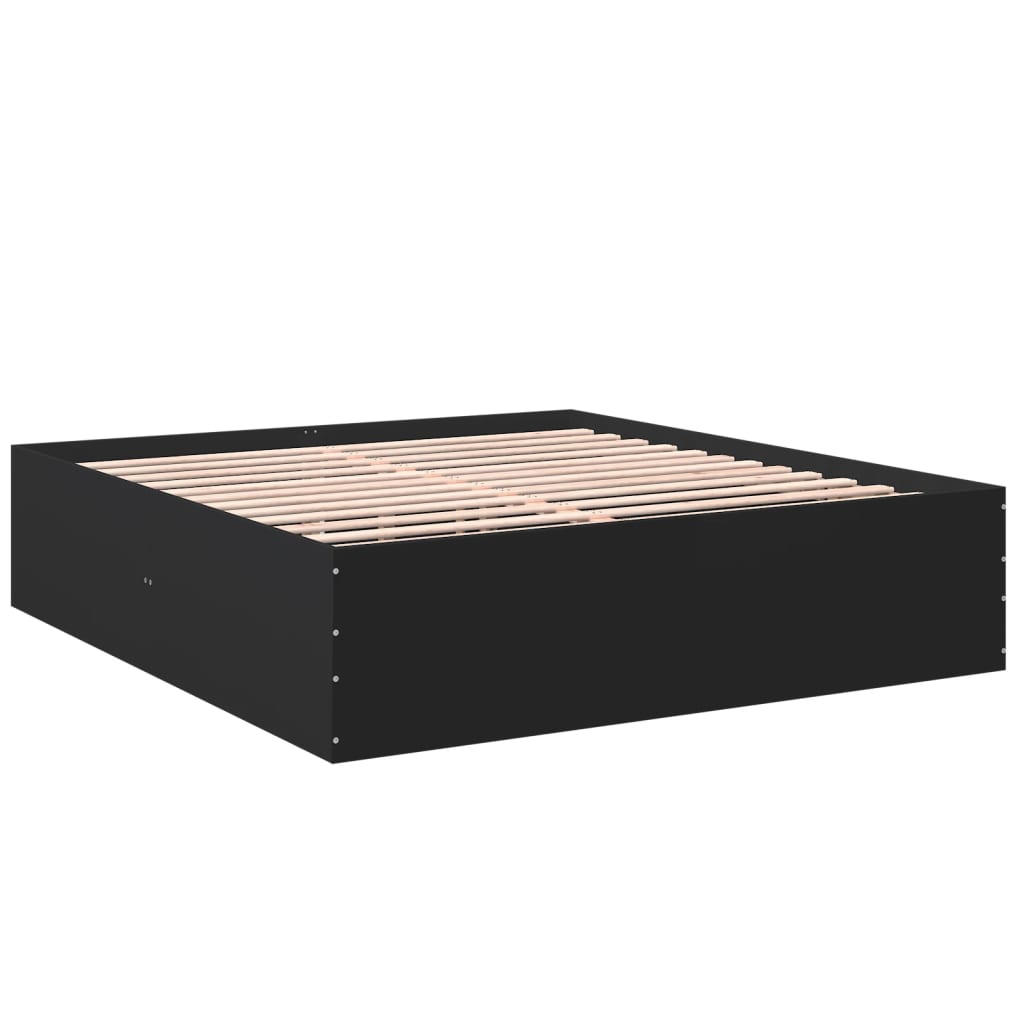 Bed Frame Black 180X200 Cm Super King Engineered Wood