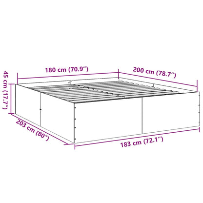 Bed Frame Black 180X200 Cm Super King Engineered Wood