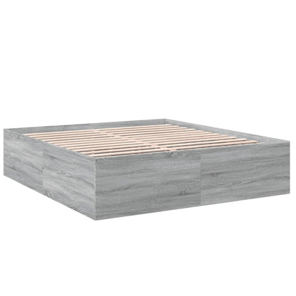 Bed Frame Grey Sonoma 180X200 Cm Super King Engineered Wood