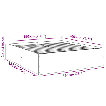 Bed Frame Grey Sonoma 180X200 Cm Super King Engineered Wood