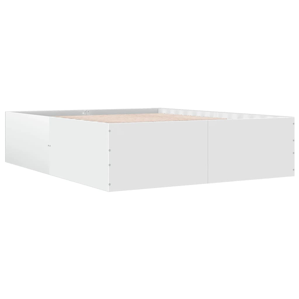 Bed Frame White 150X200 Cm King Size Engineered Wood