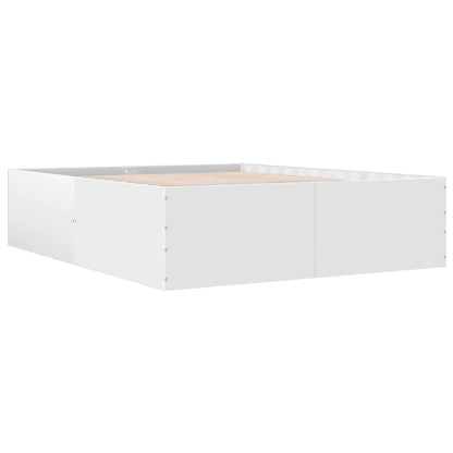 Bed Frame White 150X200 Cm King Size Engineered Wood