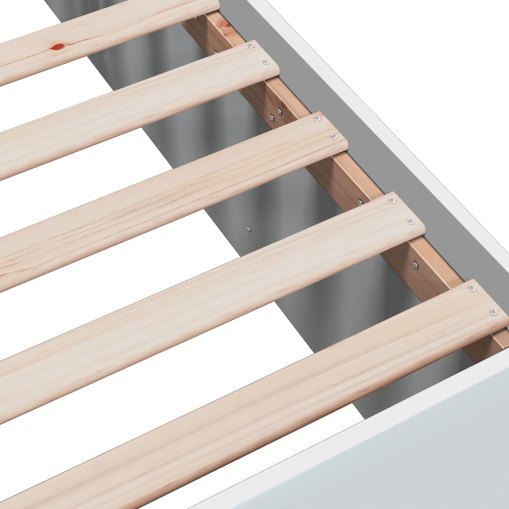 Bed Frame White 150X200 Cm King Size Engineered Wood