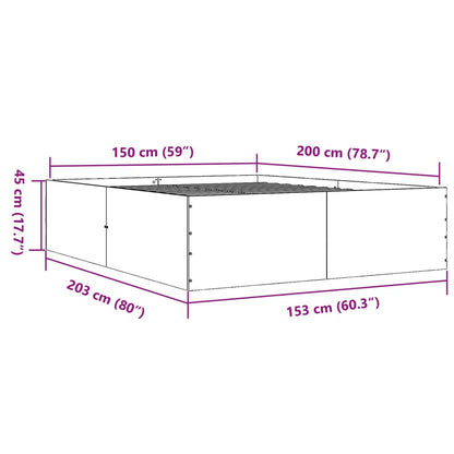 Bed Frame White 150X200 Cm King Size Engineered Wood