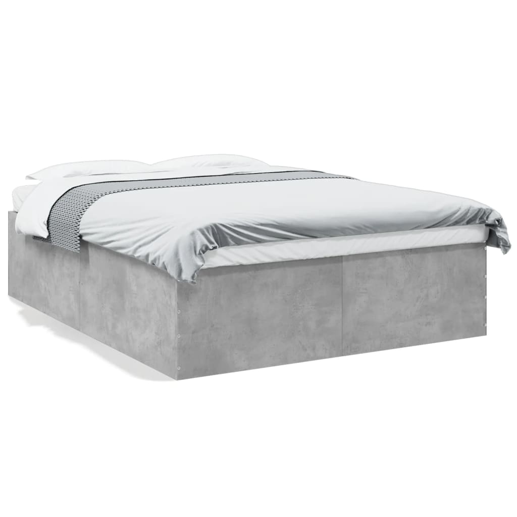 Bed Frame Concrete Grey 150X200 Cm King Size Engineered Wood