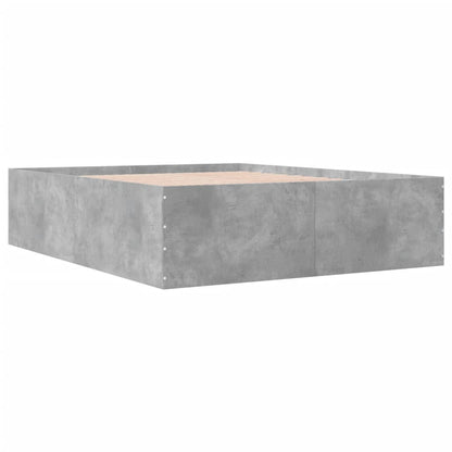 Bed Frame Concrete Grey 150X200 Cm King Size Engineered Wood