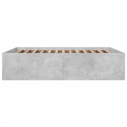 Bed Frame Concrete Grey 150X200 Cm King Size Engineered Wood