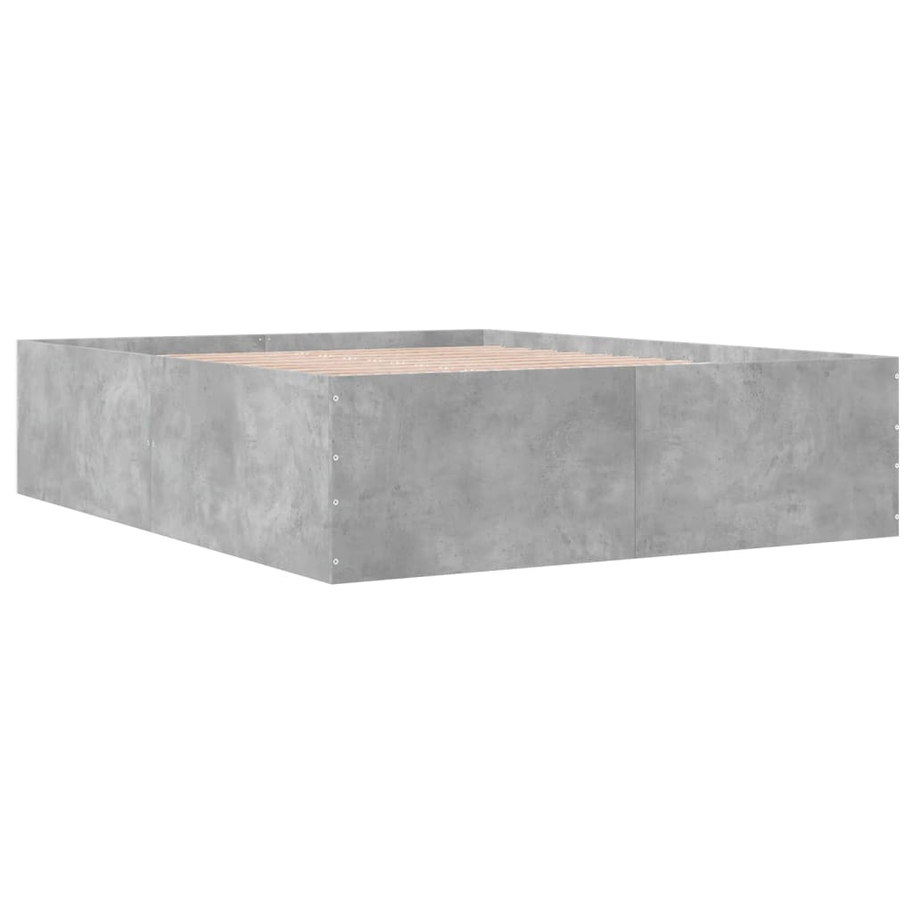 Bed Frame Concrete Grey 150X200 Cm King Size Engineered Wood