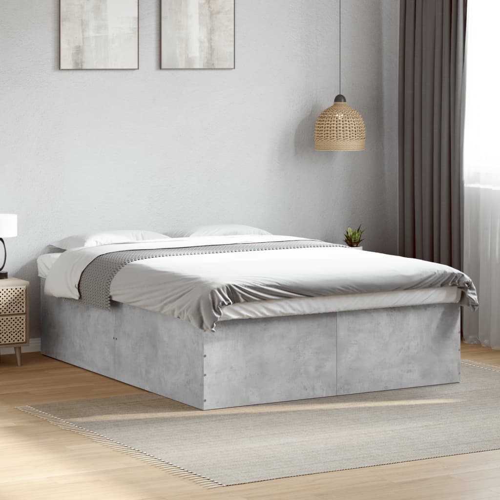 Bed Frame Concrete Grey 150X200 Cm King Size Engineered Wood