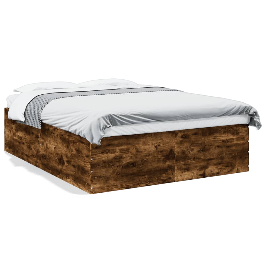 Bed Frame Smoked Oak 150X200 Cm King Size Engineered Wood