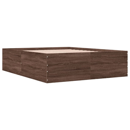 Bed Frame Brown Oak 150X200 Cm King Size Engineered Wood