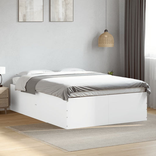 Bed Frame White 120X190 Cm Small Double Engineered Wood