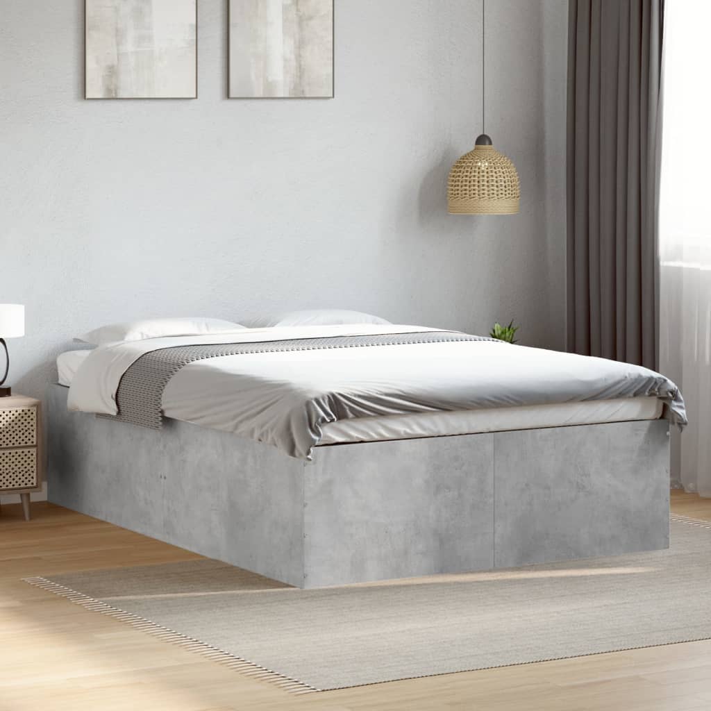 Bed Frame Concrete Grey 120X190 Cm Small Double Engineered Wood