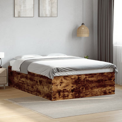 Bed Frame Without Mattress Smoked Oak 120X190 Cm Small Double