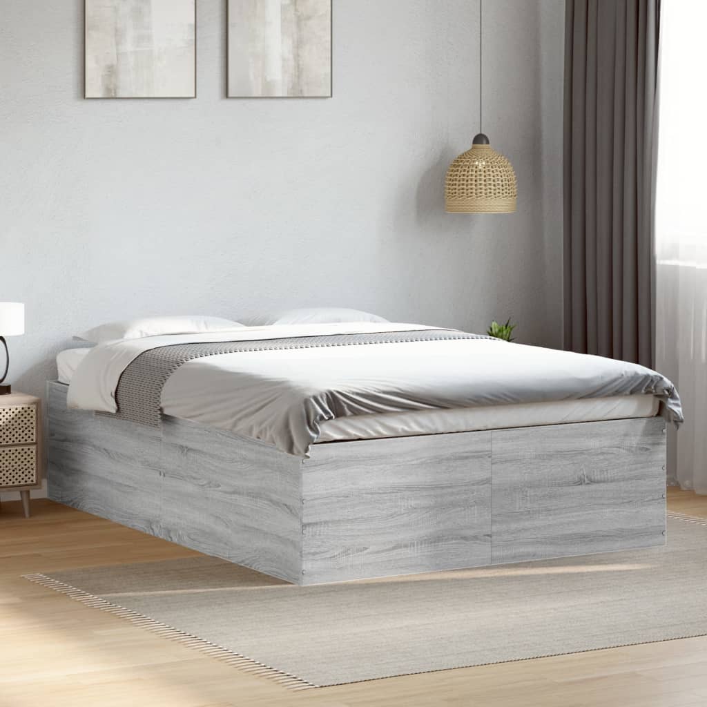 Bed Frame Without Mattress Grey Sonoma 120X190 Cm Small Double