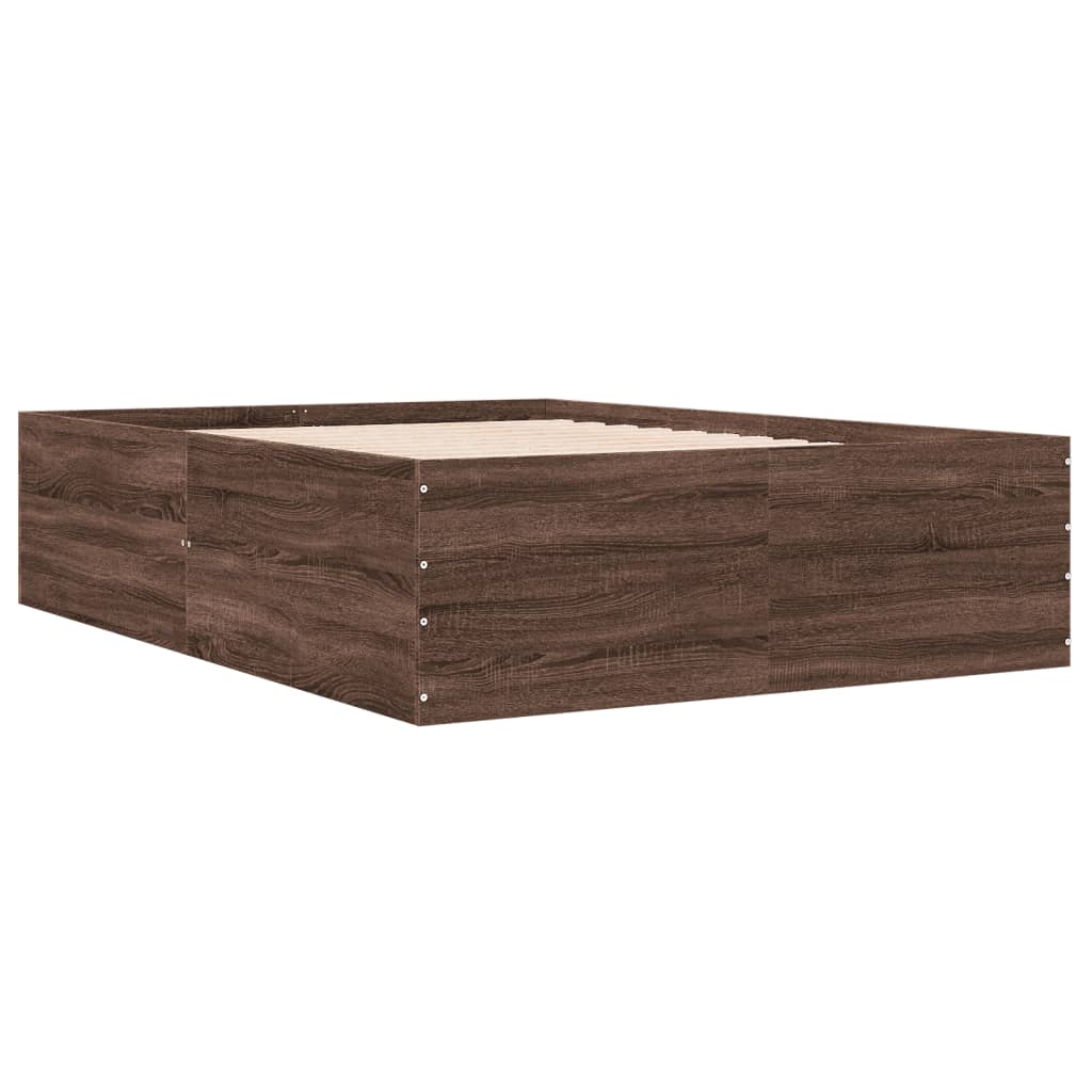 Bed Frame Brown Oak 120X190 Cm Small Double Engineered Wood