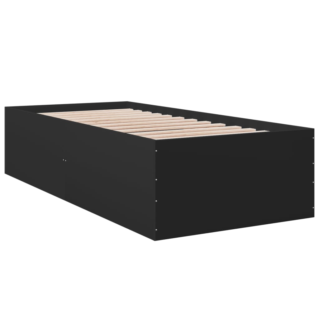 Bed Frame Black 90X190 Cm Single Engineered Wood