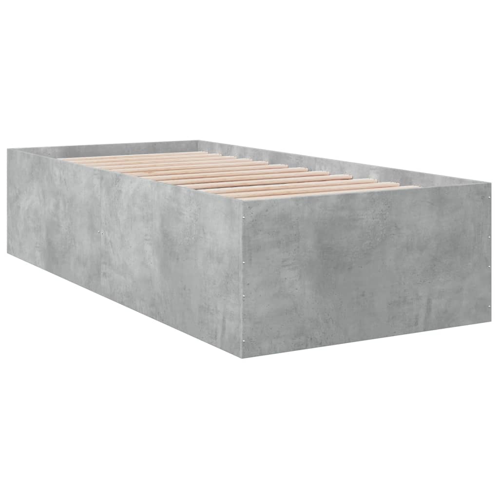 Bed Frame Concrete Grey 90X190 Cm Single Engineered Wood