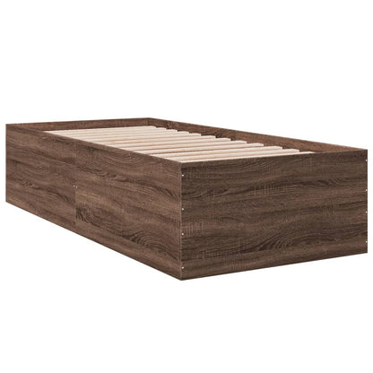 Bed Frame Brown Oak 90X190 Cm Single Engineered Wood