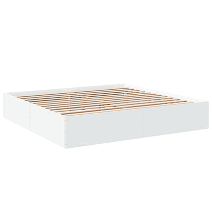 Bed Frame White 180X200 Cm Super King Engineered Wood