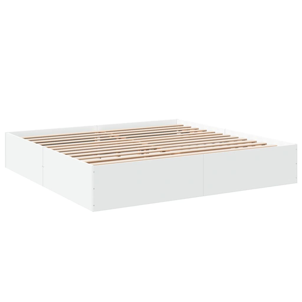 Bed Frame White 180X200 Cm Super King Engineered Wood