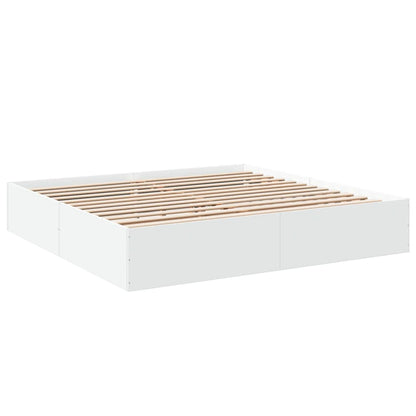 Bed Frame White 180X200 Cm Super King Engineered Wood