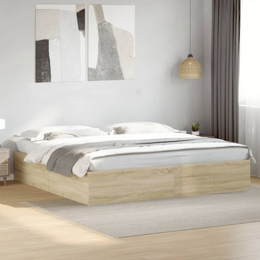 Bed Frame Sonoma Oak 180X200 Cm Super King Engineered Wood