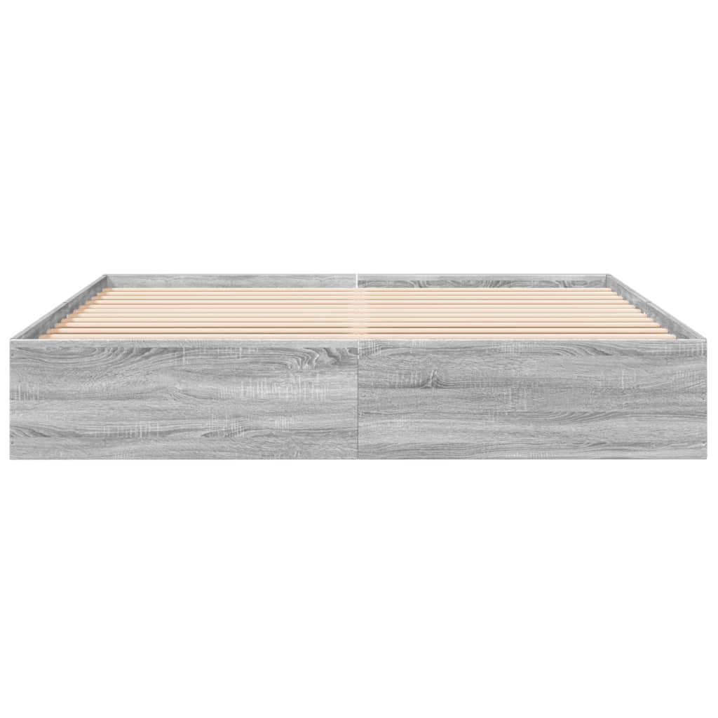 Bed Frame Grey Sonoma 180X200 Cm Super King Engineered Wood