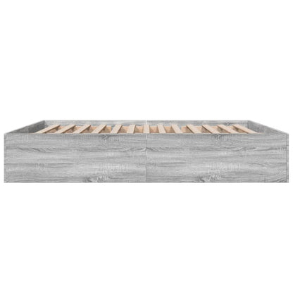 Bed Frame Grey Sonoma 180X200 Cm Super King Engineered Wood