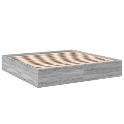 Bed Frame Grey Sonoma 180X200 Cm Super King Engineered Wood