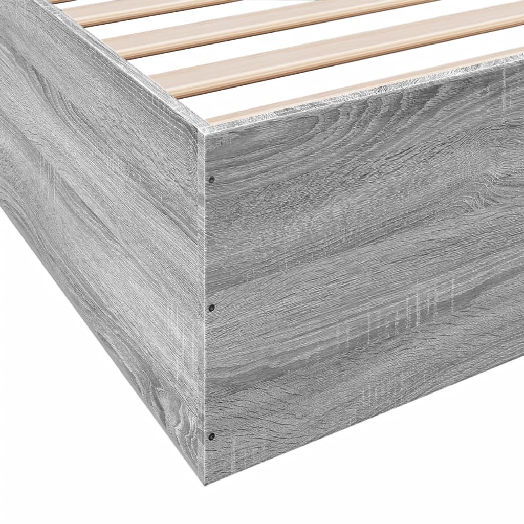 Bed Frame Grey Sonoma 180X200 Cm Super King Engineered Wood