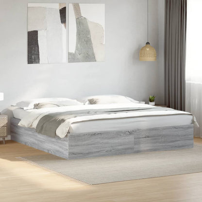 Bed Frame Grey Sonoma 180X200 Cm Super King Engineered Wood