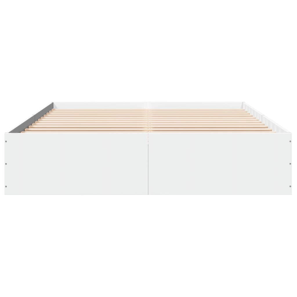 Bed Frame White 150X200 Cm King Size Engineered Wood