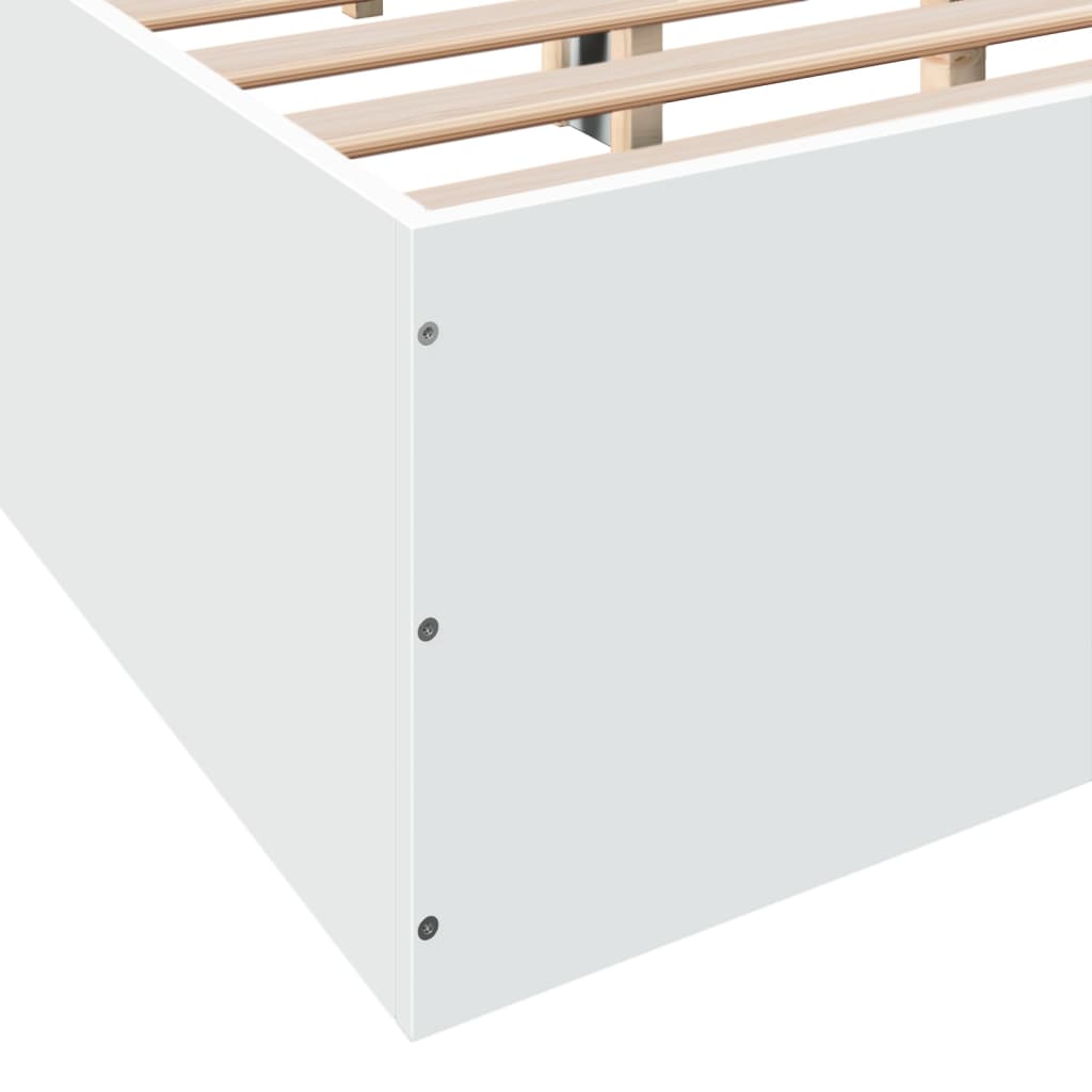 Bed Frame White 150X200 Cm King Size Engineered Wood