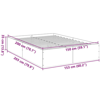 Bed Frame White 150X200 Cm King Size Engineered Wood