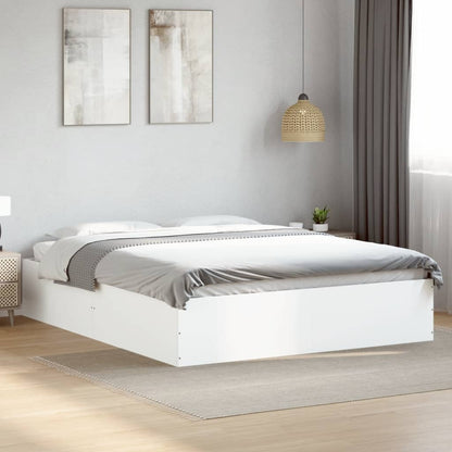 Bed Frame White 150X200 Cm King Size Engineered Wood