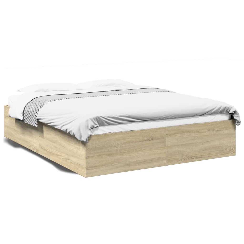 Bed Frame Sonoma Oak 150X200 Cm King Size Engineered Wood