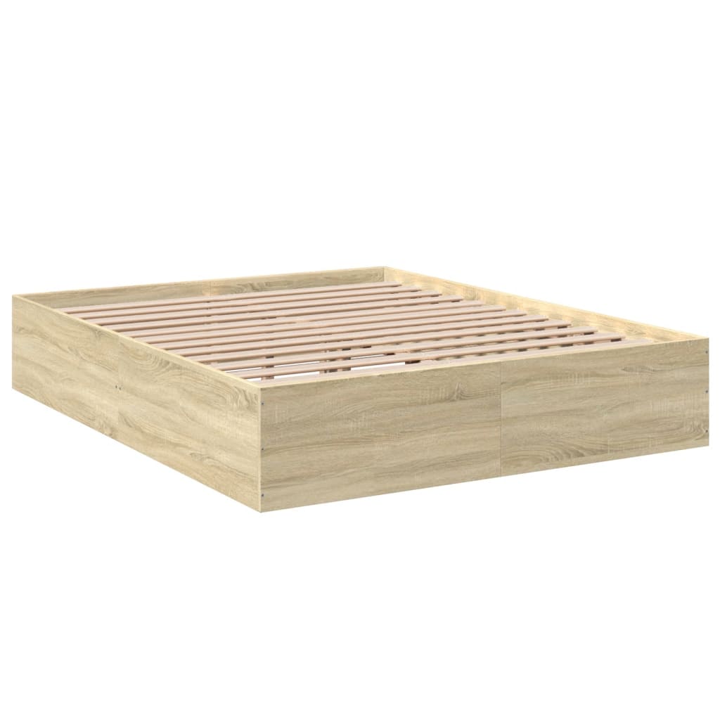 Bed Frame Sonoma Oak 150X200 Cm King Size Engineered Wood