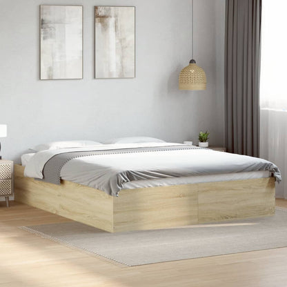 Bed Frame Sonoma Oak 150X200 Cm King Size Engineered Wood