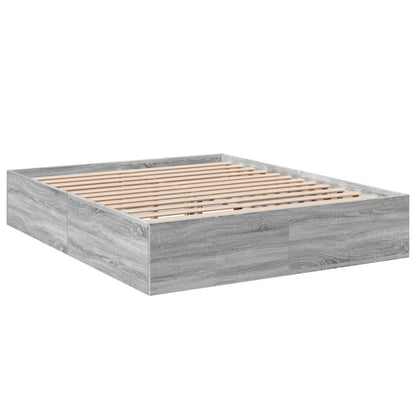 Bed Frame Grey Sonoma 150X200 Cm King Size Engineered Wood