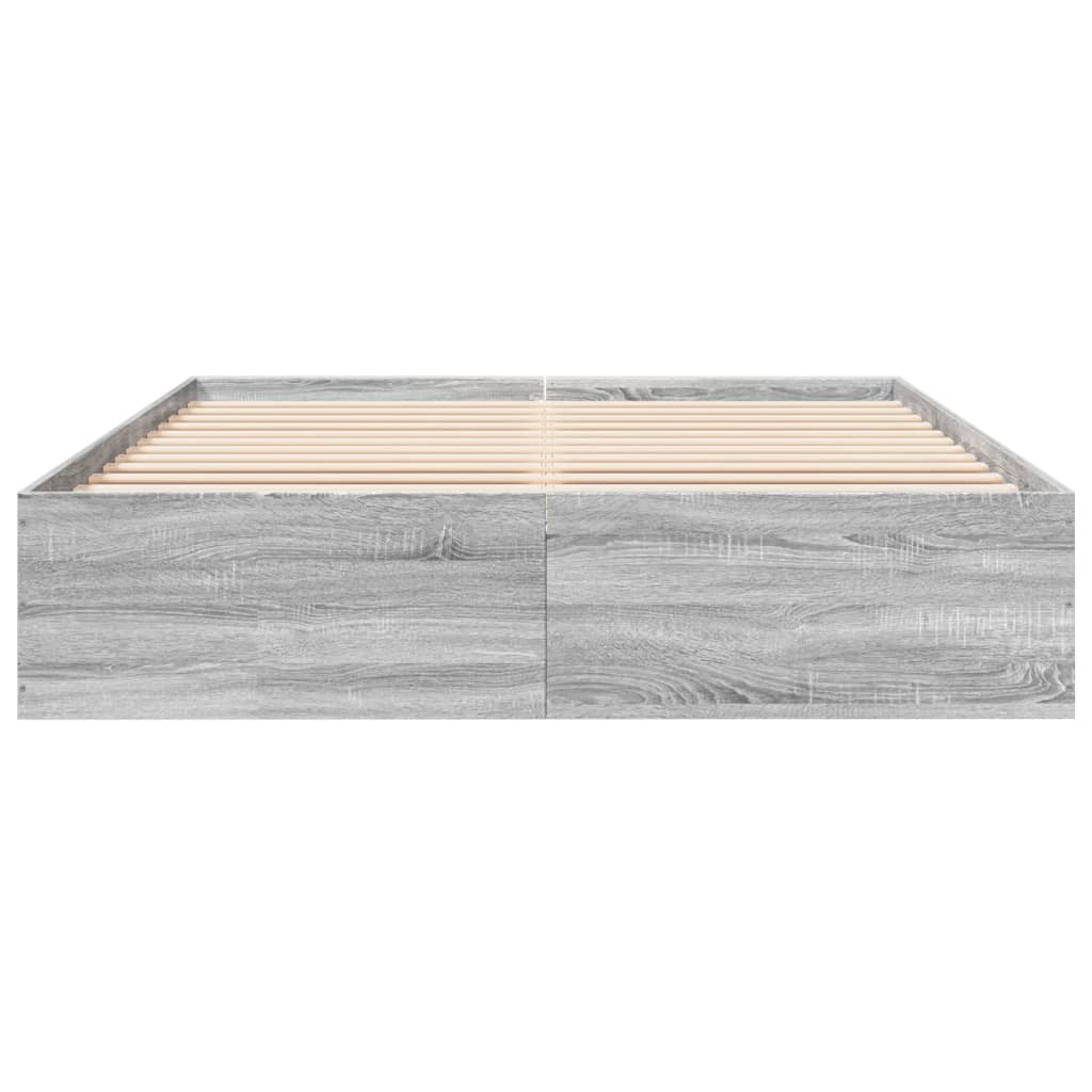 Bed Frame Grey Sonoma 150X200 Cm King Size Engineered Wood